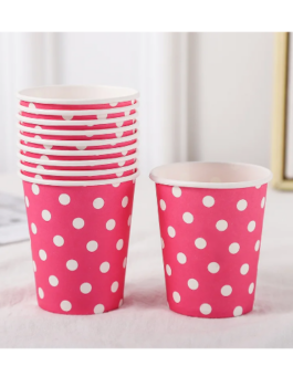 Cups in baby pink polka dots