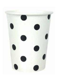 Cups in black polka dots