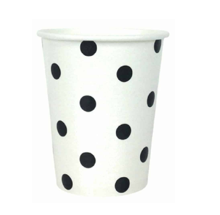 Cups in black polka dots