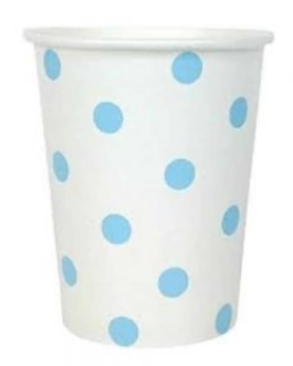 Cups in blue polka dots
