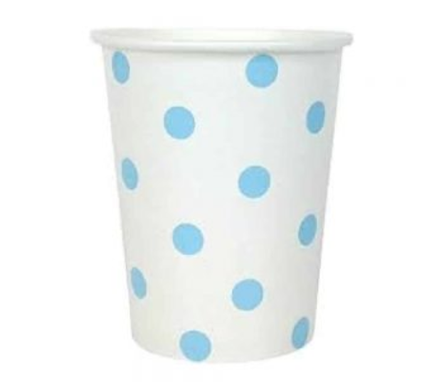 Cups in blue polka dots