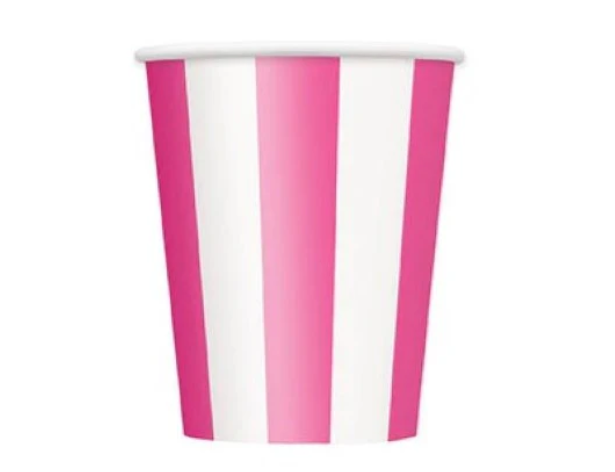 Cups in cerise pink stripes