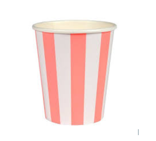 Cups in coral stripes