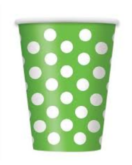 Cups in green polka dots