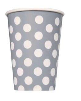 Cups in grey polka dots