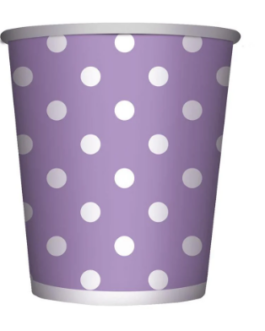 Cups in lilac polka dots