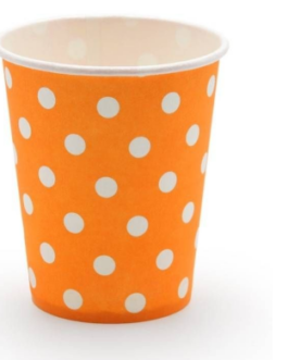 Cups in orange polka dots