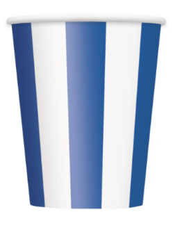 Cups in royal blue stripes