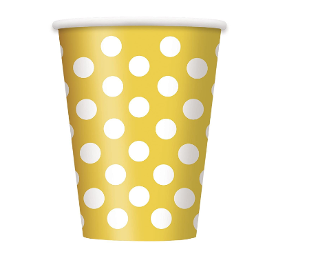 Variatas Cups in yellow polka dots