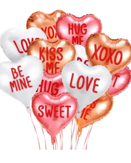 Heart shape with many words love you kisses sweetheart Foil Balloon