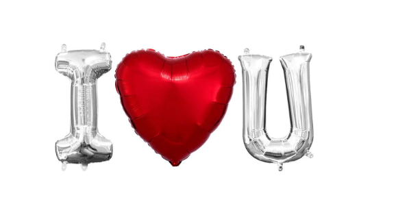 Variatas I heart U Foil Balloon with helium and ribbon