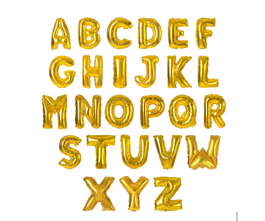 Variatas Letters of the Alphabet Shape Foil Balloons in Gold