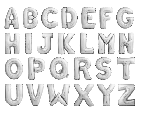 Variatas Letters of the Alphabet Shape Foil Balloons in Silver