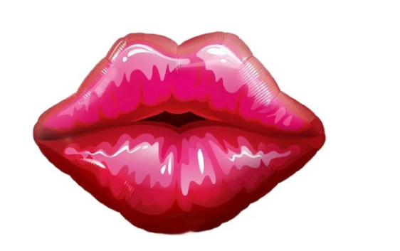 Variatas Lips shaped balloon with helium and ribbon