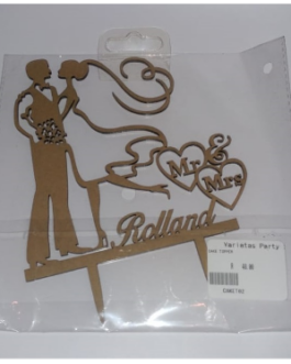 Mr & Mrs Cake Toppers in gold