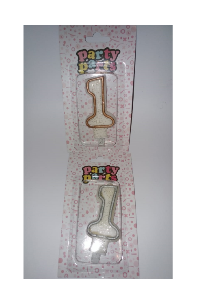 Variatas Number 1 candle in white and silver