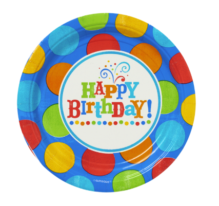 Variatas Small Round Plates in Happy Birthday theme