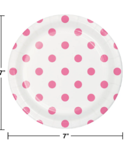 Small Round Plates in baby pink polka dots