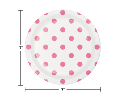 Variatas Small Round Plates in baby pink polka dots