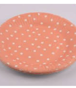 Small Round Plates in coral polka dots