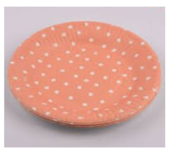 Variatas Small Round Plates in coral polka dots
