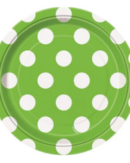 Small Round Plates in green polka dots