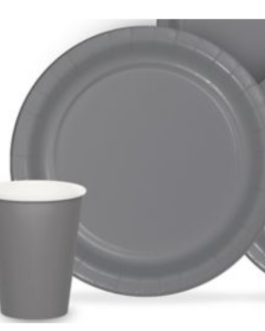 Small Round Plates in grey solid