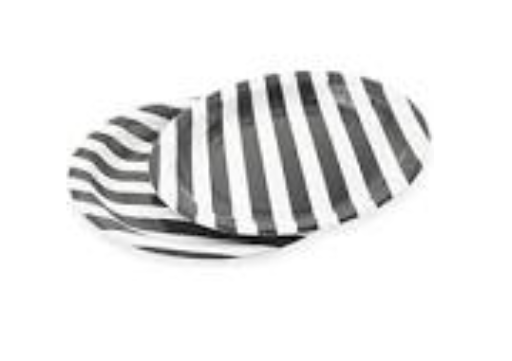 Variatas Small Round Plates in grey stripes