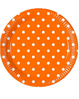 Small Round Plates in orange polka dots