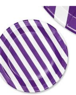 Small Round Plates in purple stripes
