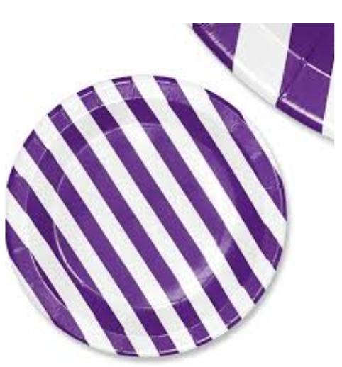 Variatas Small Round Plates in purple stripes