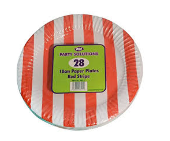 Variatas Small Round Plates in red stripes