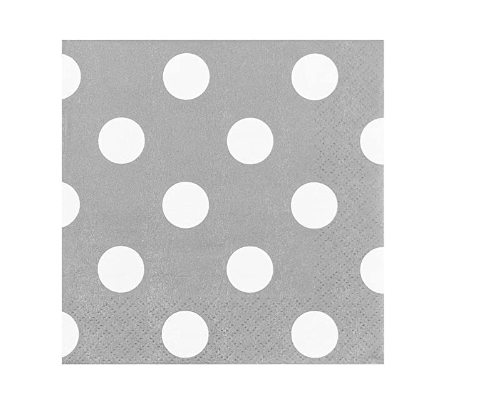 Variatas Small Serviettes in grey polka dots