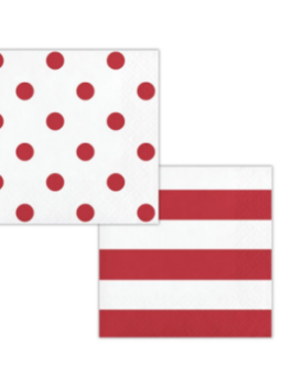 Small Serviettes in red polka dots