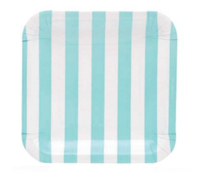 Variatas Small Square Plates in baby blue stripes