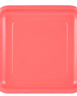 Small Square Plates in coral solid