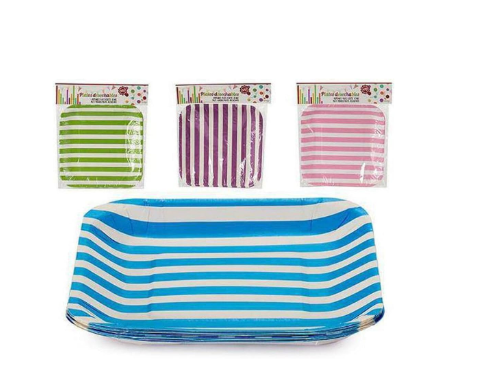 Variatas Small Square Plates in green stripes