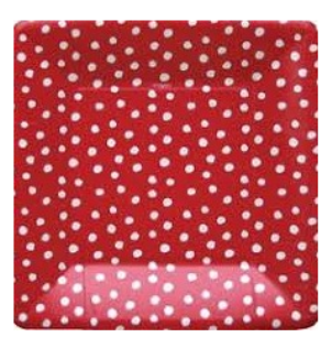 Variatas Small Square Plates in red polka dots