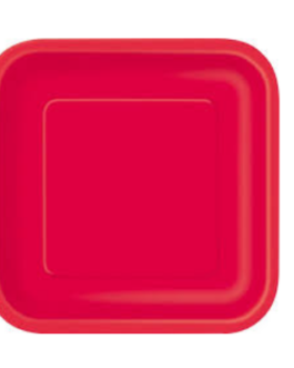 Small Square Plates in red solid