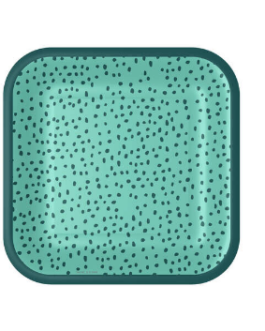 Small Square Plates in turquoise polka dots