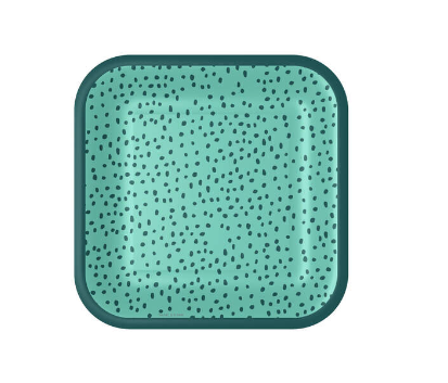 Variatas Small Square Plates in turquoise polka dots