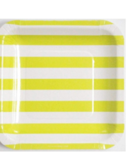 Small Square Plates in yellow stripes