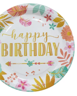 Standard Round Plates in Happy Birthday theme
