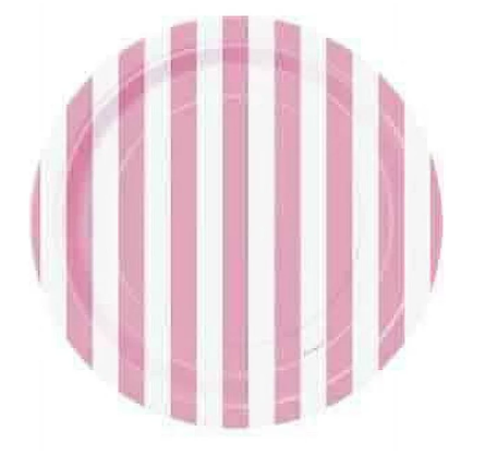 Variatas Standard Round Plates in baby pink stripes