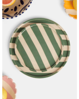 Standard Round Plates in green stripes