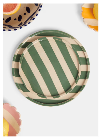 Variatas Standard Round Plates in green stripes