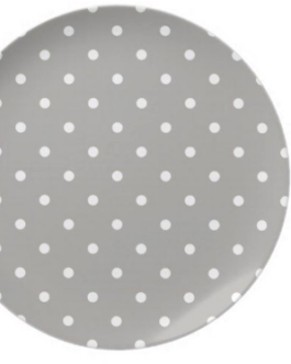 Standard Round Plates in grey polka dots