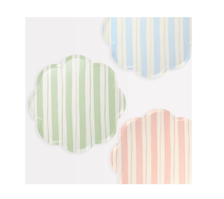 Variatas Standard Round Plates in grey stripes