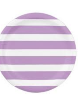Standard Round Plates in lilac stripes