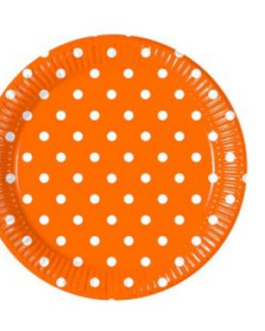 Standard Round Plates in orange polka dots